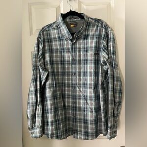 Men’s Eddie Bauer Classic Fit long sleeve button down plaid shirt, gray/blue